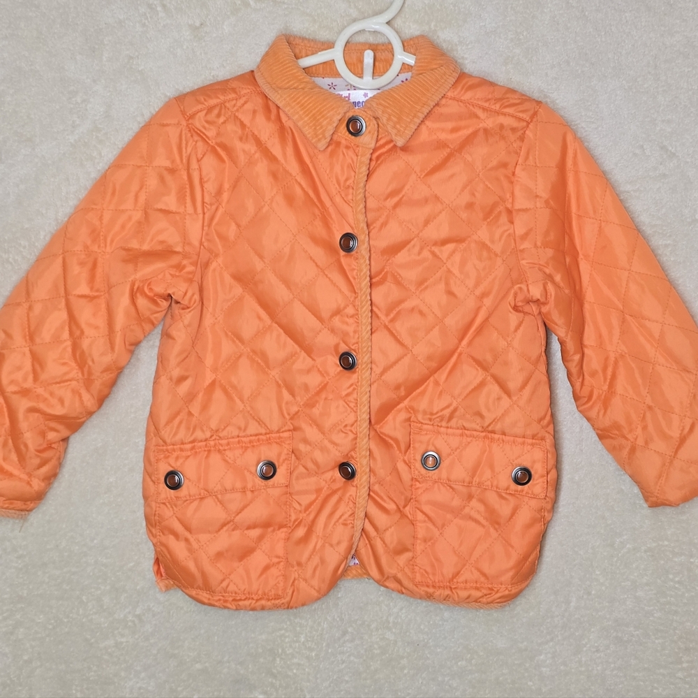 Girl Connection Girls Orange Quilted Polyester Bomber Jacket Size 4/5